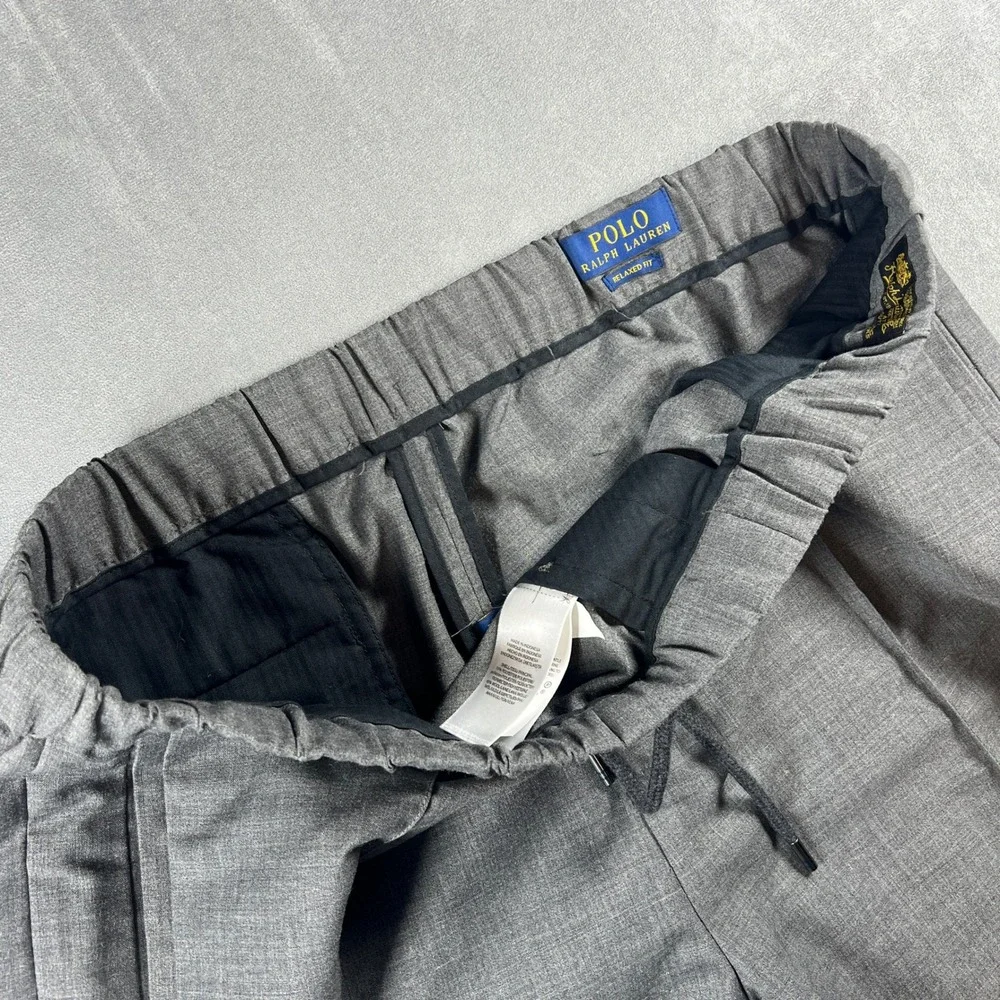 Polo Ralph Lauren Men's Relaxed Fit Gray Wool Blend Drawstring Pants Size Large